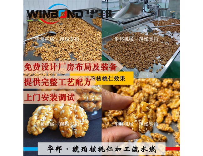 琥珀核桃裹糖機 華邦風味核桃仁加工設(shè)備 可試機